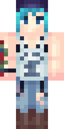 Aqua Overall Girl Minecraft skin